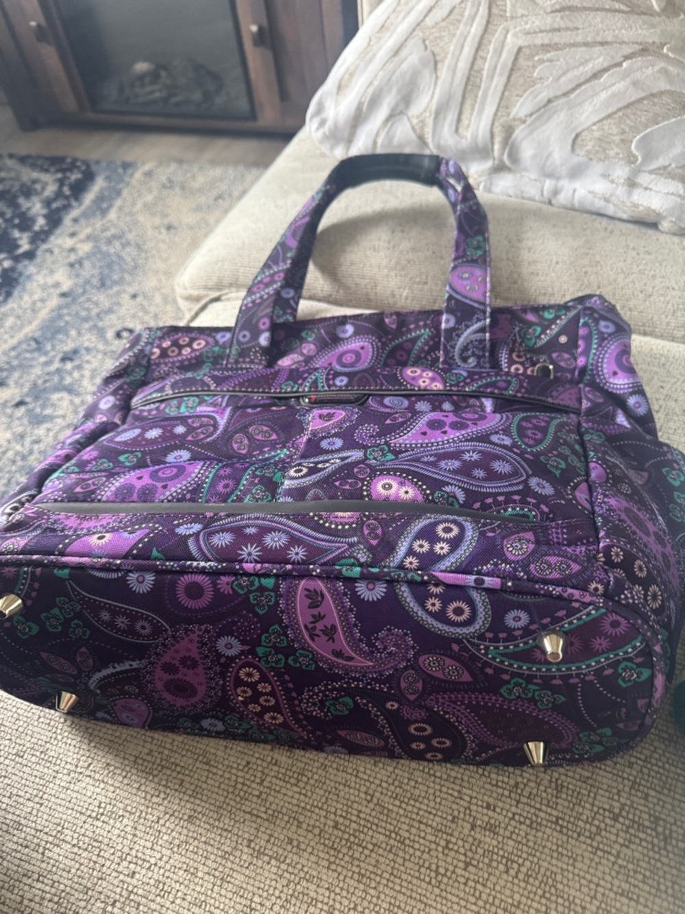 Purple Paisley Tote with Teal Accents - Women's Everyday Tote
